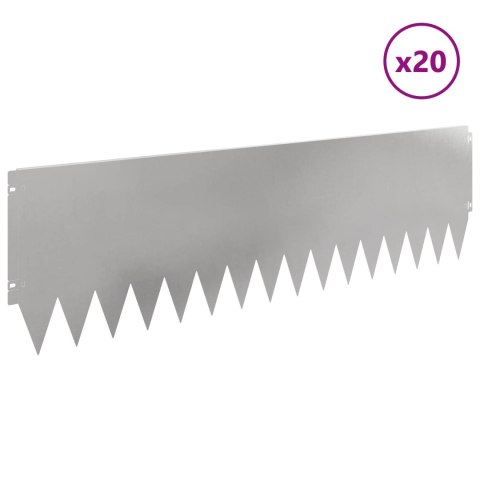 Krawężnik do trawnika 20 pcs 103 x 30 cm Stal srebrny