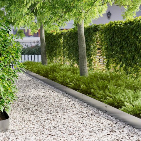 Krawężnik do trawnika 30 pcs 100 x 20 cm Stal srebrny