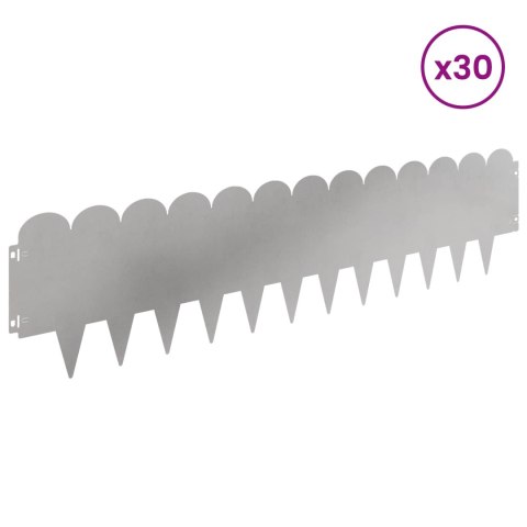 Krawężnik do trawnika 30 pcs 103 x 25 cm Stal srebrny