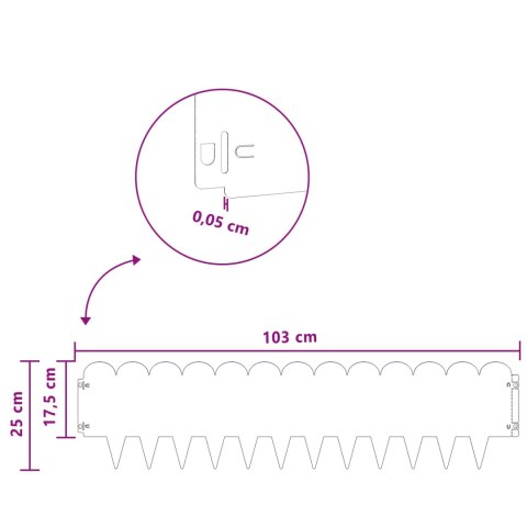 Krawężnik do trawnika 30 pcs 103 x 25 cm Stal srebrny