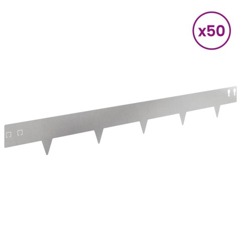 Krawężnik do trawnika 50 pcs 100 x 12 cm Stal srebrny