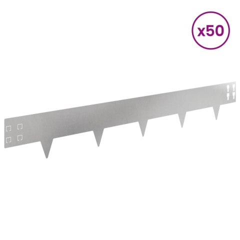 Krawężnik do trawnika 50 pcs 100 x 15 cm Stal srebrny