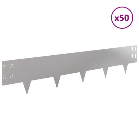 Krawężnik do trawnika 50 pcs 100 x 20 cm Stal srebrny