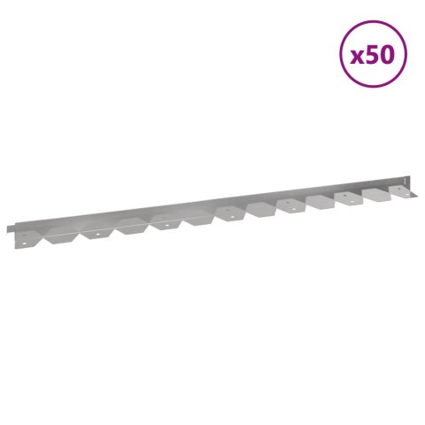 Krawężnik do trawnika 50 pcs 102 x 4 x 4 cm Stal srebrny