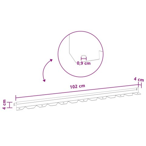 Krawężnik do trawnika 50 pcs 102 x 4 x 4 cm Stal srebrny