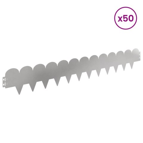 Krawężnik do trawnika 50 pcs 103 x 15 cm Stal srebrny
