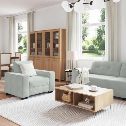Zestaw Sof 3 pcs Jasnoszary 221 x 80 x 80 cm Aksamit