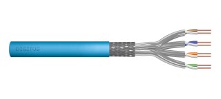 Kabel teleinformatyczny instalacyjny DIGITUS kat.6A, S/FTP, Eca, drut, AWG 23/1, LSOH, 500m, niebieski, szpula