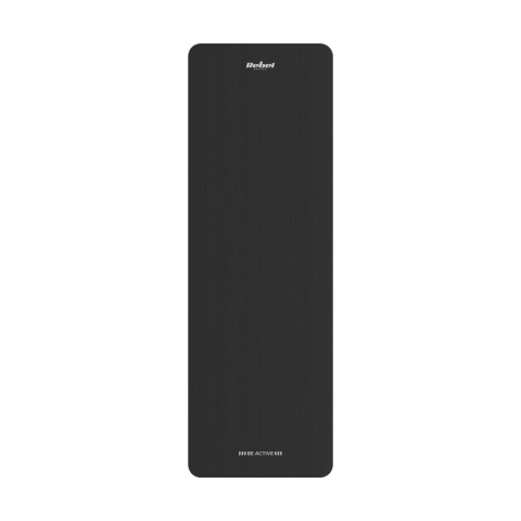 Mata gimnastyczna do ćwiczeń joga, pilates, fitness, 183x61cm, grubość 1cm, materiał NBR, czarna, REBEL ACTIVE