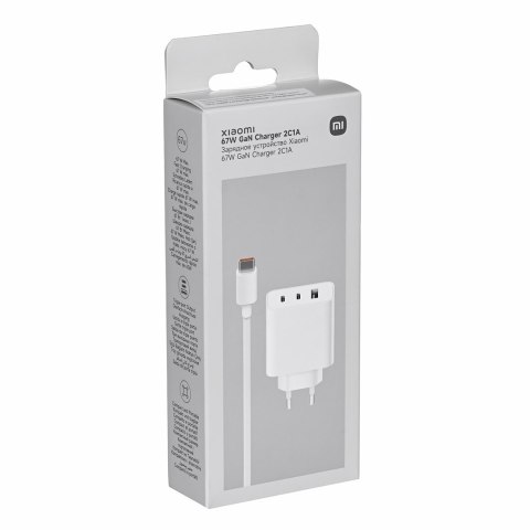 Ładowarka sieciowa Xiaomi 67W GaN Charger 2C1A EU Wall Charger, 3A, 1 x USB Type-A, 2 x USB Type-C, USB Type-C cable included, W