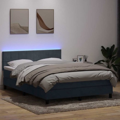 Łóżko kontynentalne z materacem i LED, ciemnoszare, 160x210cm aksamit