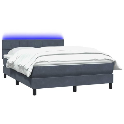 Łóżko kontynentalne z materacem i LED, ciemnoszare, 160x210cm aksamit