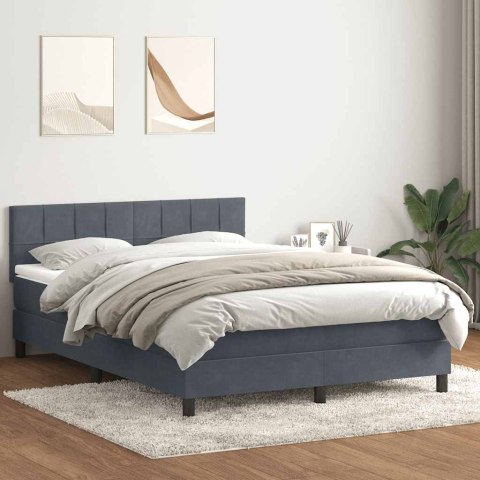 Łóżko kontynentalne z materacem i LED, ciemnoszare, 160x210cm aksamit