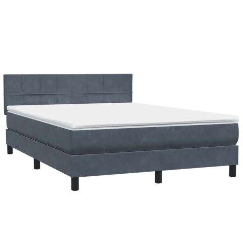 Łóżko kontynentalne z materacem i LED, ciemnoszare, 160x210cm aksamit