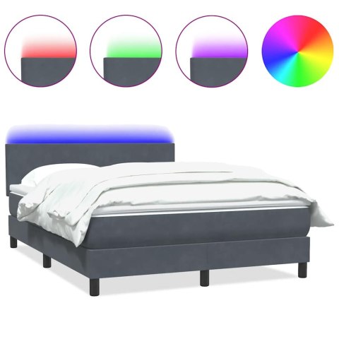 Łóżko kontynentalne z materacem i LED, ciemnoszare, 160x210cm aksamit