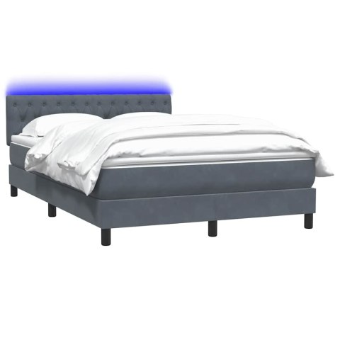 Łóżko kontynentalne z materacem i LED, ciemnoszare, 160x210cm aksamit