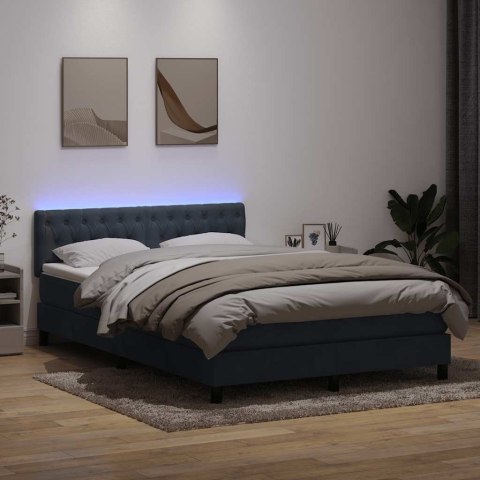 Łóżko kontynentalne z materacem i LED, ciemnoszare, 160x210cm aksamit