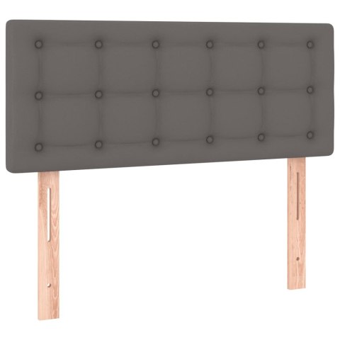 Łóżko kontynentalne z materacem i LED, szara ekoskóra 80x200 cm