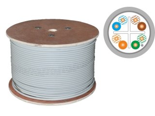 Q-LANTEC Kabel F/UTP kat.6, sieciowy, skrętka, PVC, Eca 4PR, 1Gb/s (10Gb/s do 55m), szary, 305m (KIF6PVC305Q)