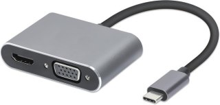 Hub USB Typ-C 4w1 USB 3.0 + PD 100W + HDMK 4k30Hz + VGA FullHD