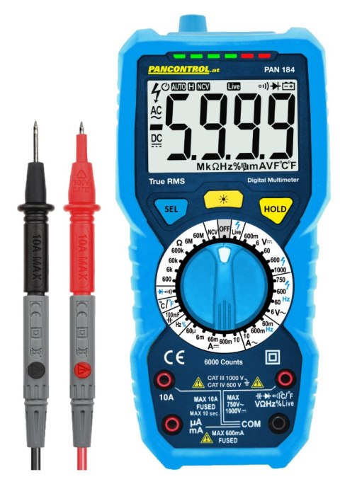 Multimetr cyfrowy PAN 184 True RMS CAT IV 600 V, CAT III 1000 V