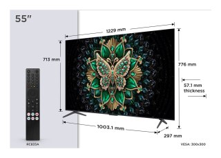 Telewizor TCL 55C6K QD-Mini LED 55" 4K Ultra HD Google TV Dolby Atmos DVB-T2 Metaliczny (OUTLET)