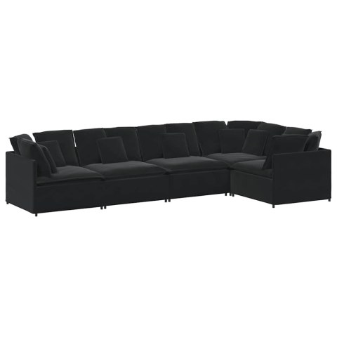 Sofa modułowa z poduszkami aksamitna czerń