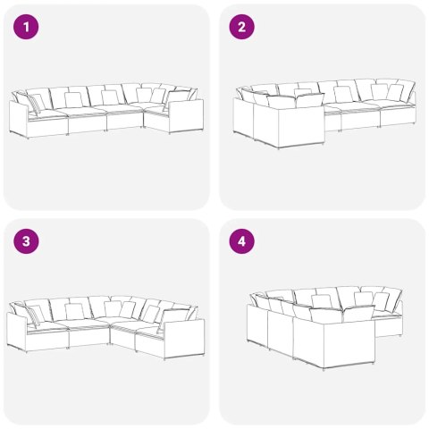 Sofa modułowa z poduszkami aksamitna czerń