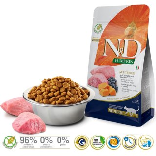 FARMINA N&D PUMPKIN CAT LAMB&BLUEBERRY NEUTERED - sucha karma dla kota - 1,5 kg