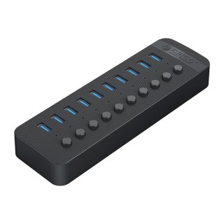 Hub CT2U3-10AB z włącznikami 10x USB-A - czarny