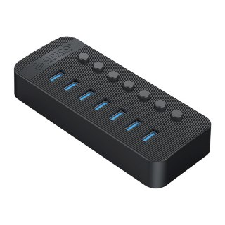 Hub CT2U3-7AB z włącznikami 7x USB-A - czarny