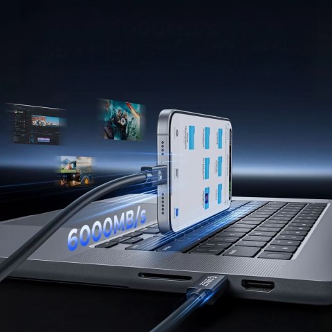 Kabel przewód USB-C USB4 Thunderbolt5 80Gbps 240W 1m - czarny