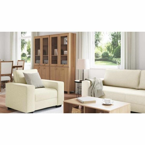Sofa 3 pcs Beżowy 221 x 80 x 82 cm Tkanina lniana