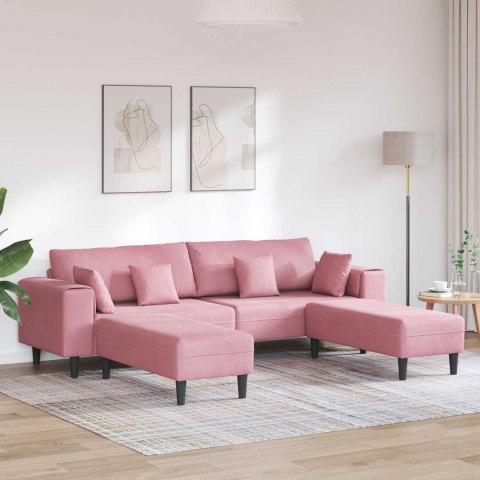 Sofa 3 pcs Różowy 250 x 188 x 76 cm Aksamit