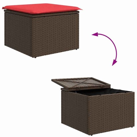 Zestaw Sof z poduszką 5 pcs Brązowy i czerwony polirattan
