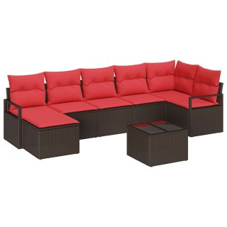 VidaXL Zestaw Sof z poduszką 8 pcs Brązowy i czerwony polirattan
