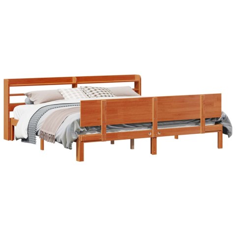 Ramka łóżka Z zagłówkiem 2 pcs Woskowy Brąz Lite drewno sosnowe