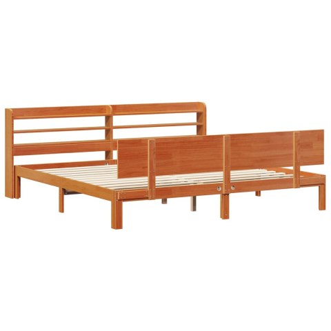 Ramka łóżka Z zagłówkiem 2 pcs Woskowy Brąz Lite drewno sosnowe