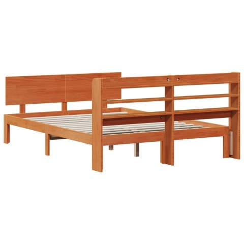 Ramka łóżka Z zagłówkiem 2 pcs Woskowy Brąz Lite drewno sosnowe