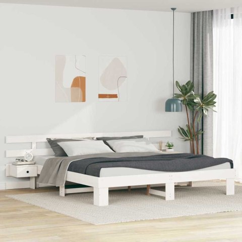 Ramka łóżka Z zagłówkiem Biały 180 x 200 cm Lite drewno sosnowe