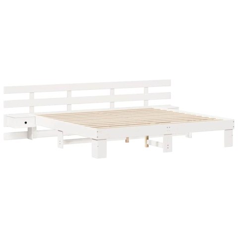 Ramka łóżka Z zagłówkiem Biały 180 x 200 cm Lite drewno sosnowe