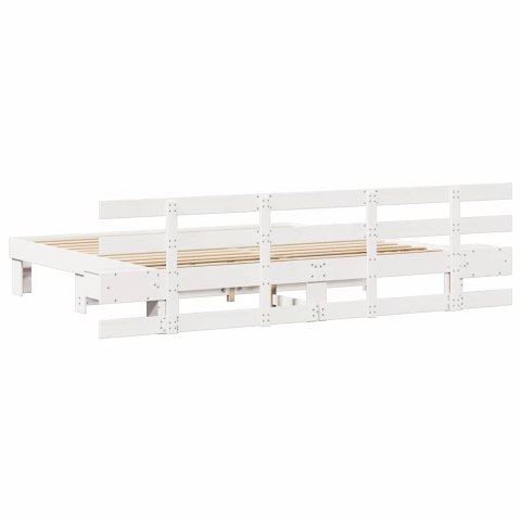 Ramka łóżka Z zagłówkiem Biały 180 x 200 cm Lite drewno sosnowe