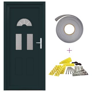 VidaXL Drzwi Frontowe antracytowy 110 x 210 cm PVC