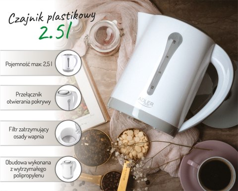 Czajnik elektryczny Adler AD 1244 (2200W 2.5l; kolor niebieski)