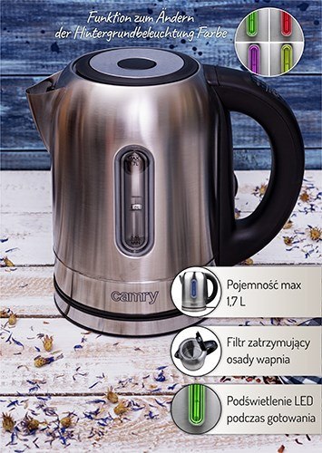 Czajnik elektryczny Adler CR 1253 (2200W 1.7l; kolor inox)