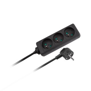 Przedłużacz 3 gniazda 5m typu francuskiego bez przełącznika (3x1,5mm) Rebel czarny