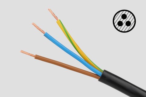 Przedłużacz 5 gniazd 5m typu francuskiego z przełącznikiem (3x1,5mm) Rebel czarny