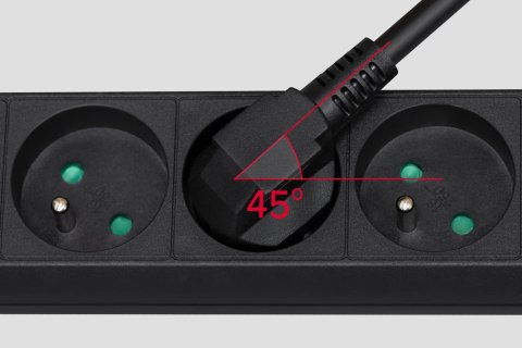 Przedłużacz 5 gniazd 5m typu francuskiego z przełącznikiem (3x1,5mm) Rebel czarny