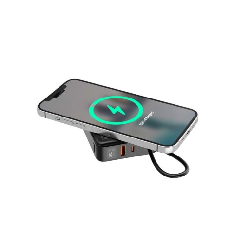 GEMBIRD POWERBANK 10000 MAH, SZYBKIE ŁADOWANIE 20 W, ŁADOWANIE BEZPRZEWODOWE CZARNY