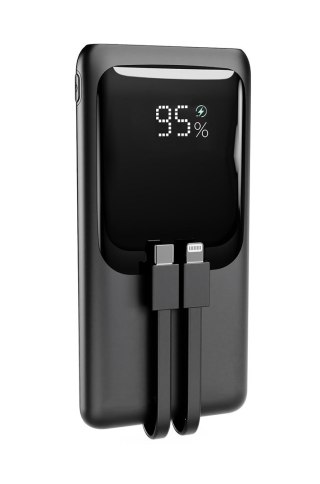 GEMBIRD POWERBANK O POJEMNOŚCI 10000MAH Z WYŚWIETLACZEM LCD ZINTEGROWANYMI KABLAMI SZYBKIM ŁADOWANIEM QC3.0 20W